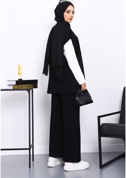 Siyah Yelekli Tunik Pantolon Üçlü Takım fırsatları