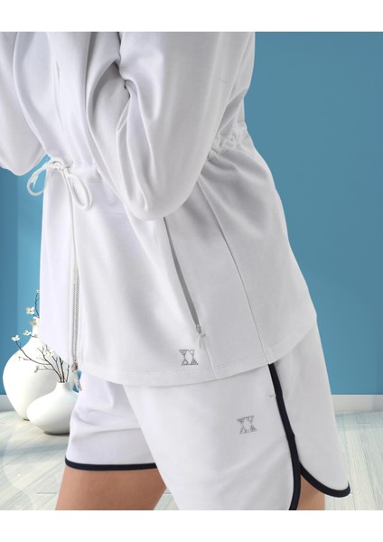 xint Kadın Oversize Fermuar Kapamalı ve Beli Bağcıklı Cepli Örme Pamuklu Dik Yaka Sweat Ceket fiyatları