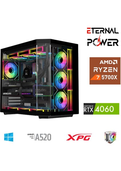 E.power Ryzen 7 5700X 32G Ddr4 1tb M.2 RTX4060 A520 A650W