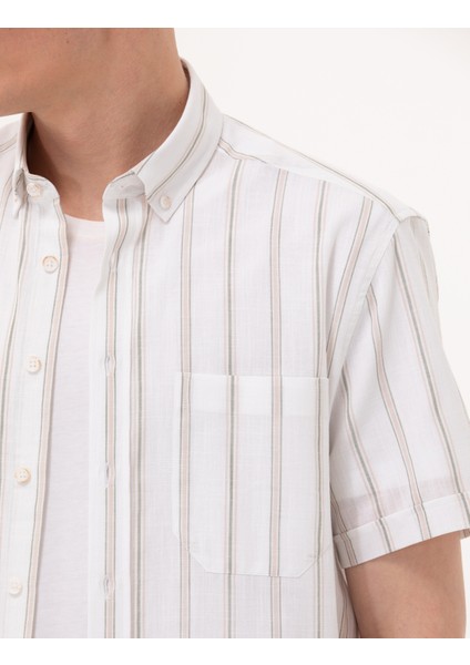 Erkek Haki Comfort Fit Kısa Kollu Gömlek 50269430-VR027