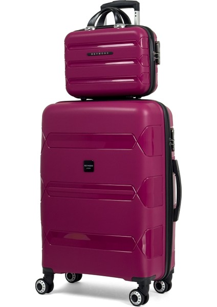 Lucas Polipropilen Kırılmaz Valiz Seti, Orta Boy&makyaj