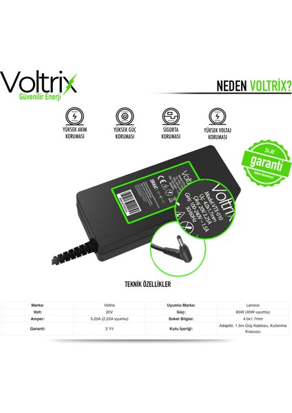 Lenovo V15 G2-Itl 82KB00CDTX Uyumlu Adaptör, Şarj Aleti - Cihazı (65W) fiyatları