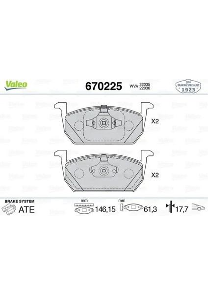 670225 On Fren Balatasi 2Q0698151A 2Q0698151AA 2Q0698151AB
