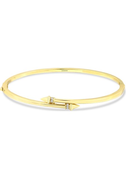 Taşlı Tasarım Altın Kelepçe - 14K