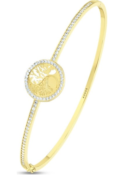 Taşlı Altın Kelepçe - 14K