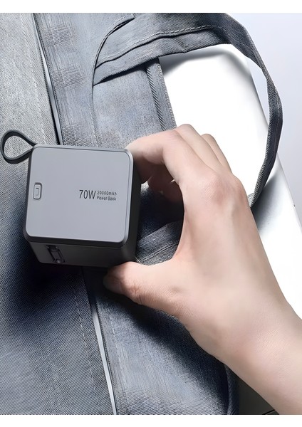 20000MAH 70W Hızlı Şarj Powerbank | LCD Ekran | 2x USB + 2x Type-C | Type-C Kablolu Çıkışlı fiyatları