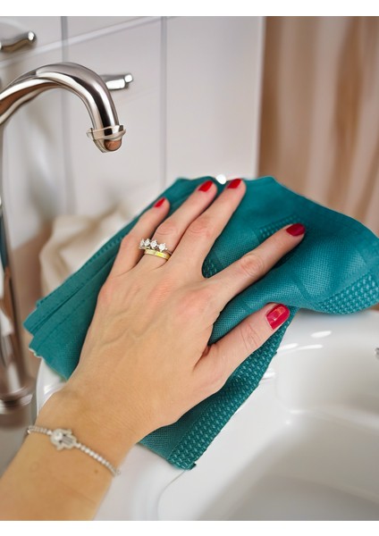 Premium Mikrofiber Sihirli Temizlik Bezi- Cam ve Kurulama Bezi 40X60 cm Yeşil Renk