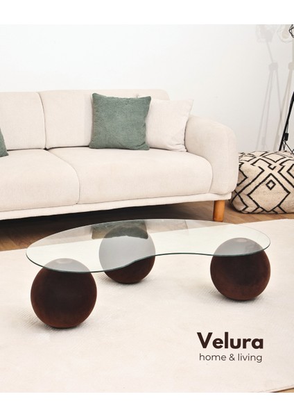 Modern Orta Sehpa & Küre Sehpa & Top Sehpa & Şeffaf Fasulye Cam & Flok (Kadifemsi Top Sehpa) fiyatları