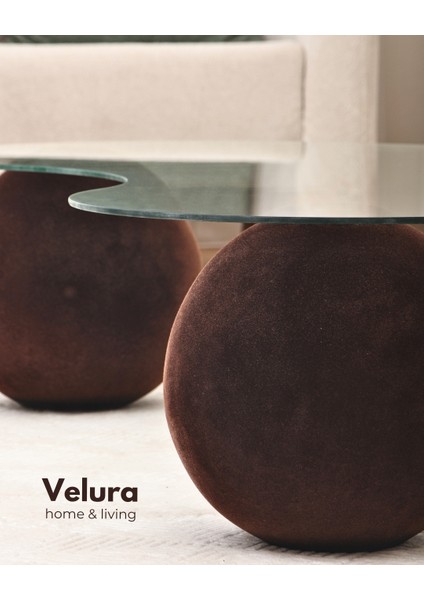 Modern Orta Sehpa & Küre Sehpa & Top Sehpa & Şeffaf Fasulye Cam & Flok (Kadifemsi Top Sehpa) indirimleri