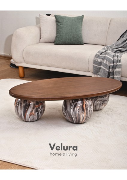 Modern Orta Sehpa & Küre Sehpa & Top Sehpa & Oval Ceviz Mdf & Dune fırsatları