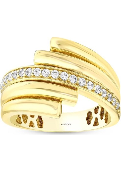 Taşlı Tasarım Altın Yüzük - 14K