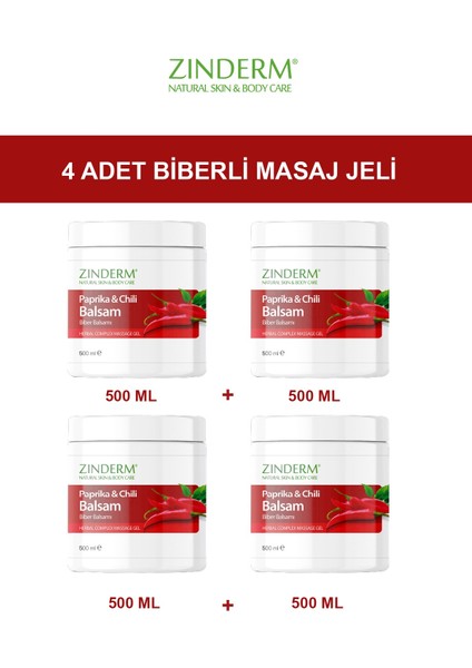 Paprika Biberli Balsam Masaj Jeli 500 ml ( 4 Adet x 500 ml )