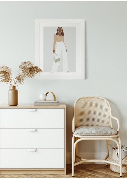 Urban Poise Dikey Çerçeveli Kanvas Tablo – Modern Minimal Kadın Figürlü Sanatsal Poster (25x30 cm)