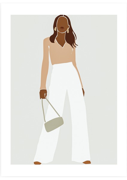 Urban Poise Dikey Çerçeveli Kanvas Tablo – Modern Minimal Kadın Figürlü Sanatsal Poster (25x30 cm) modelleri