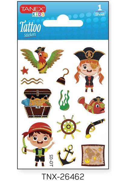 7,5X10,5MM Sevimli Korsan Mini Tatoo TNX-26462