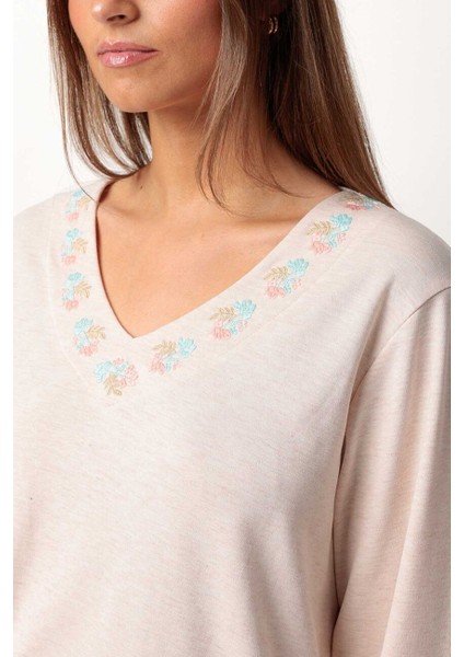 63346 Pembe Çiçek Desenli Pijama Takımı modelleri