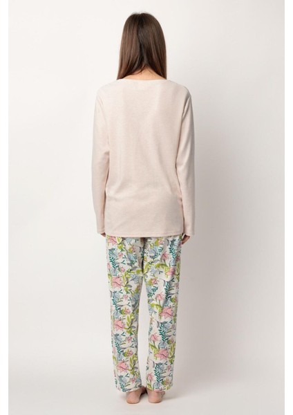 63346 Pembe Çiçek Desenli Pijama Takımı fırsatları