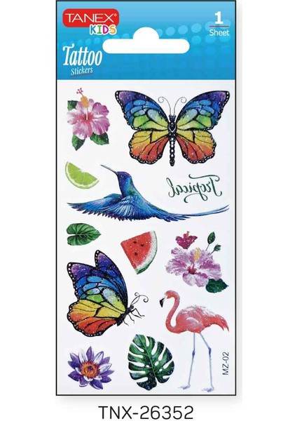 7X12MM Kuş-Kelebek Simli Tatoo TNX-26352