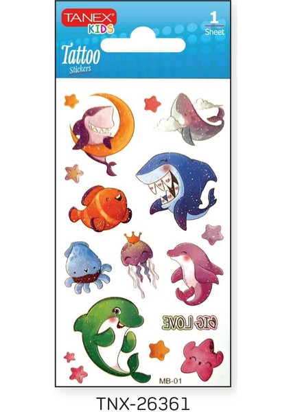 7X12MM Deniz Hayvanları Tatoo TNX-26361