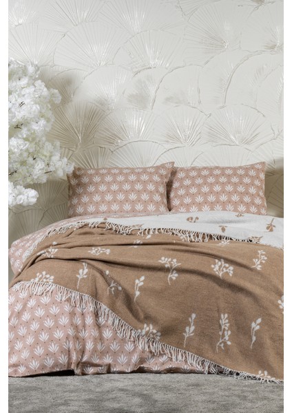 Nadia Battaniye Çift Kişilik Pamuklu (200X220 Cm) Taş