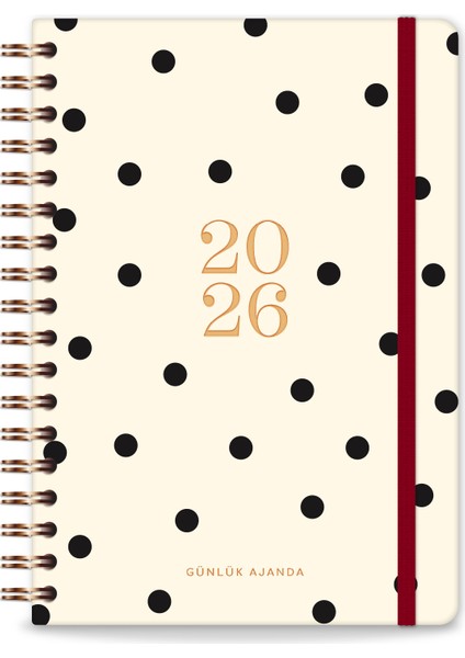 2026 Spiralli Günlük Ajanda 12 Aylık – 17X24 cm Puantiye fırsatları