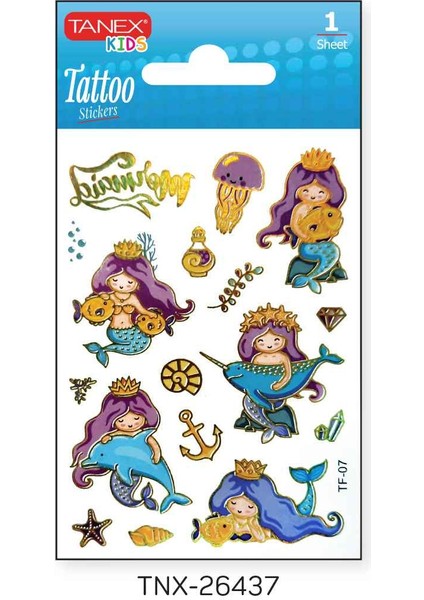 7,5X10,5MM Deniz Kızı Mini Tatoo Etiket TNX-26437