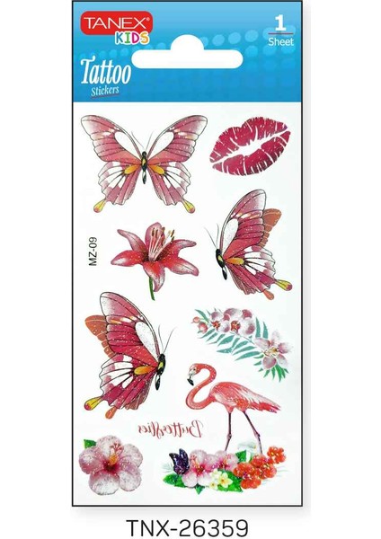 7X12MM Kuş-Kelebek Simli Tatoo TNX-26359