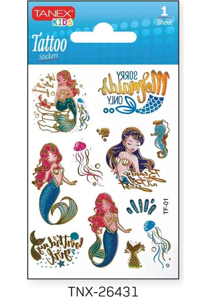 7,5X10,5MM Deniz Kızı Mini Tatoo Etiket TNX-26431
