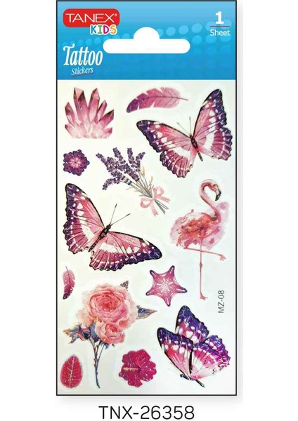 7X12MM Kuş-Kelebek Simli Tatoo TNX-26358
