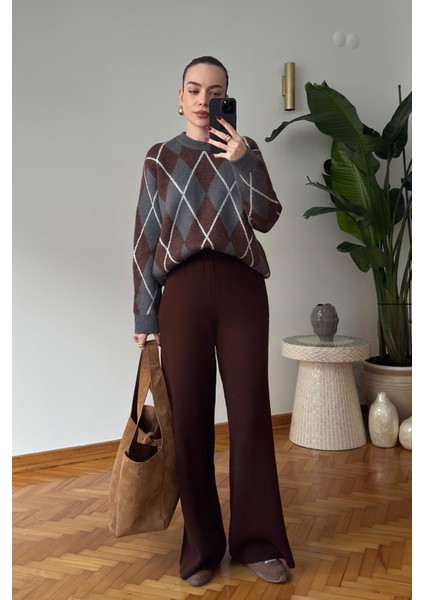 Beli Lastikli Triko Pantolon- Kahverengi fiyatları