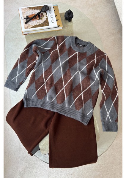 Beli Lastikli Triko Pantolon- Kahverengi indirimleri