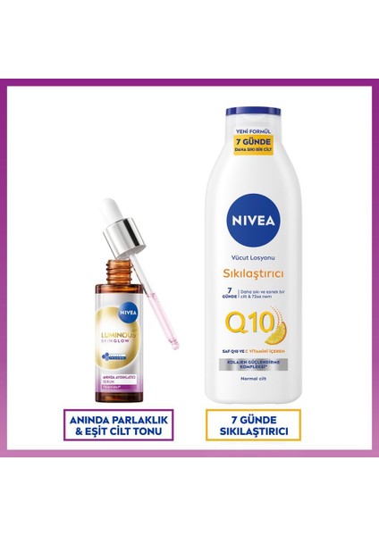 LUMINOUS630 Skin Glow Aydınlatıcı Cilt Serumu 30ML ve Q10 Sıkılaştırıcı Vücut Losyonu 250ML