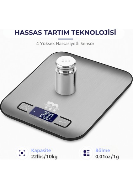 MSK-5000 Dijital Mutfak Tartısı – 10KG / 1g Hassasiyet, Suya Dayanıklı Paslanmaz Çelik Ön Panel, 2 Yıl Garantili Hassas Terazi, LED Ekran, Birim Seçimi, Otomatik Sıfırlama fiyatları