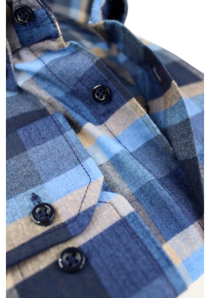 Büyük Beden Erkek Lacivert Mavi Yünlü Kışlık Gömlek – Cepli Geniş Kesim Flanel Model modelleri