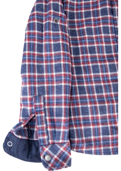 Pamuklu Pötikare Ekose Kışlık Erkek Çocuk Gömlek Lacivert fırsatları