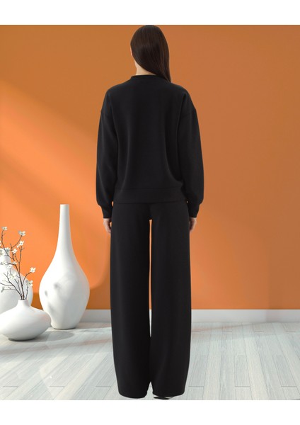 xint Kadın Bisiklet Yaka Dokulu Logo Detaylı Modal Kumaş Oversize Sweatshırt modelleri