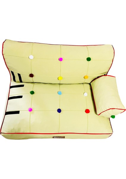 Lüx Kedi Köpek Koltuk- Çocuk Koltuk- Pon Ponlu Koltuk- Gabardin Kumaş -Kedi Köpek Yatak fırsatları