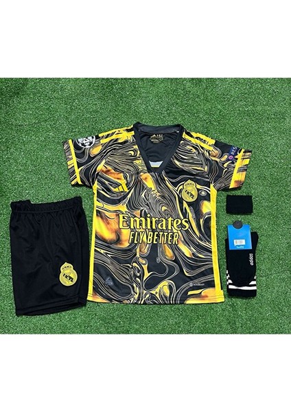 R.madridd 2024/25 Sezonu Cristiano Ronaldo Konsept Çocuk Forması 3'lü Set (Black-Yellow) fiyatları