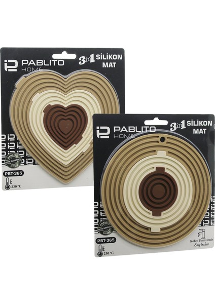 3in1 Bütün - Ayrı Kullan Silikon Mat- Nihale Kalpli=7.5-13-19cmyuvarlak=7-12.5-20cm (4915)
