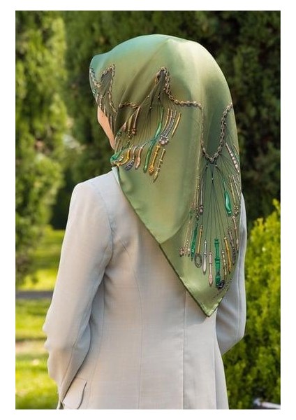 Tivil Ipek Eşarp 61009 - 13 - 0037 Yeşil Soyut Desen