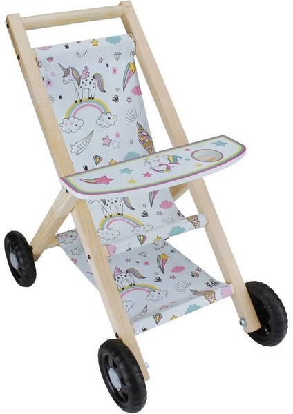 ÇG71 Okutan, Ahşap Bebek Arabası Kız Erkek Çocuk Oyuncak Eğitici Oyuncaklar