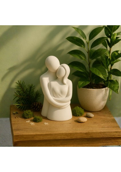 Sevgi ve Bağlılık Figürü – El Yapımı Soyut Heykel 12.2X7 | Minimalist Dekor