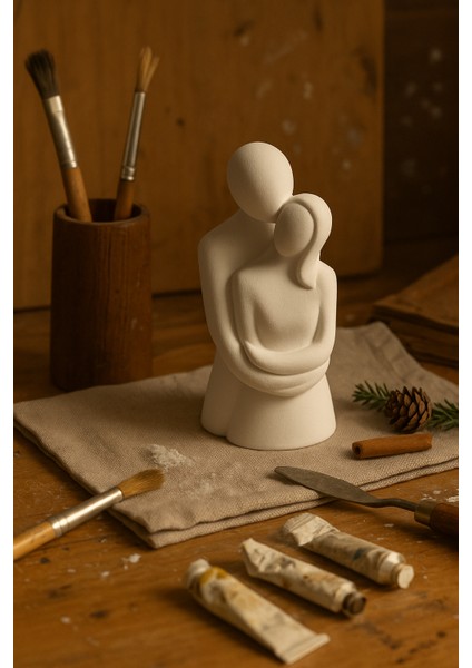 Sevgi ve Bağlılık Figürü – El Yapımı Soyut Heykel 12.2X7 | Minimalist Dekor fiyatları