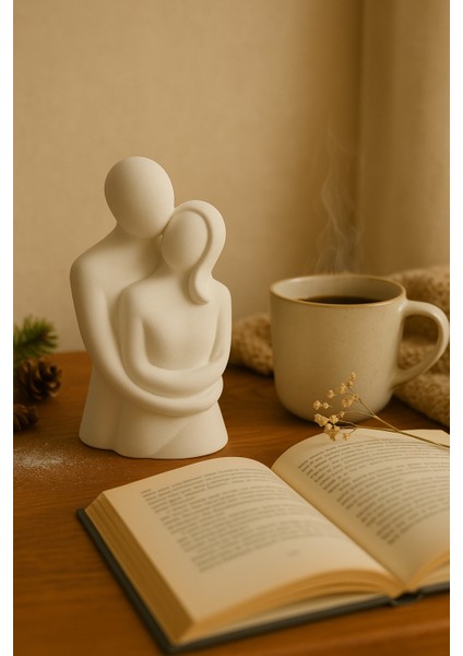 Sevgi ve Bağlılık Figürü – El Yapımı Soyut Heykel 12.2X7 | Minimalist Dekor