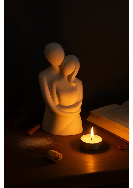 Sevgi ve Bağlılık Figürü – El Yapımı Soyut Heykel 12.2X7 | Minimalist Dekor fırsatları