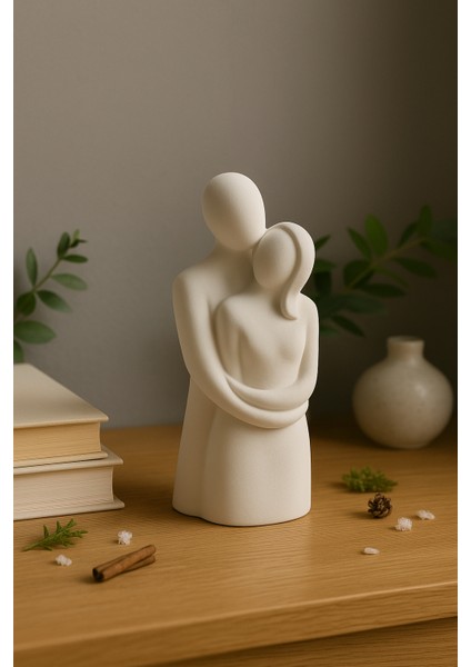 Sevgi ve Bağlılık Figürü – El Yapımı Soyut Heykel 12.2X7 | Minimalist Dekor