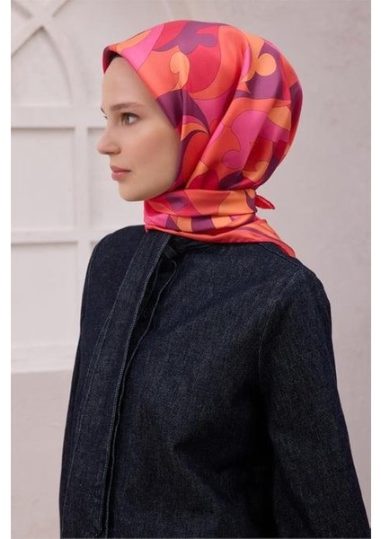 Tivil Saf Ipek Eşarp 4213 - 81 Mercan Soyut Desen