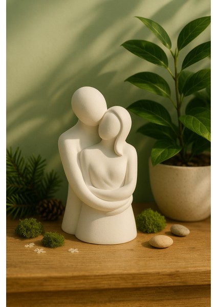 Sevgi ve Bağlılık Figürü – El Yapımı Soyut Heykel 12.2X7 | Minimalist Dekor