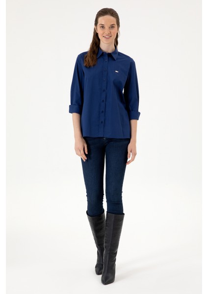 Kadın Indigo Gömlek Desenli 50316699-VR028 fırsatları
