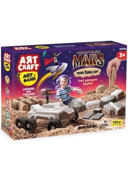 03743 Art Craft Görevimiz Mars Kinetik Kum Oyun Seti 750 Gr. Kız Erkek Çocuk Oyuncak Eğitici Oyuncak